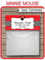 Minnie Mouse Party Favor Bag Toppers template – red