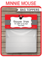 Editable Red Minnie Mouse Theme Favor Bag Toppers | Minnie Mouse Birthday Party | Printable DIY Template | INSTANT DOWNLOAD via SIMONEmadeit.com