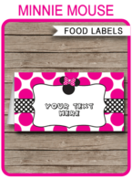 Minnie Mouse Party Food Labels | Food Buffet Tags | Place Cards | Minnie Mouse Theme Birthday Party | Editable DIY Template | Instant Download via SIMONEmadeit.com