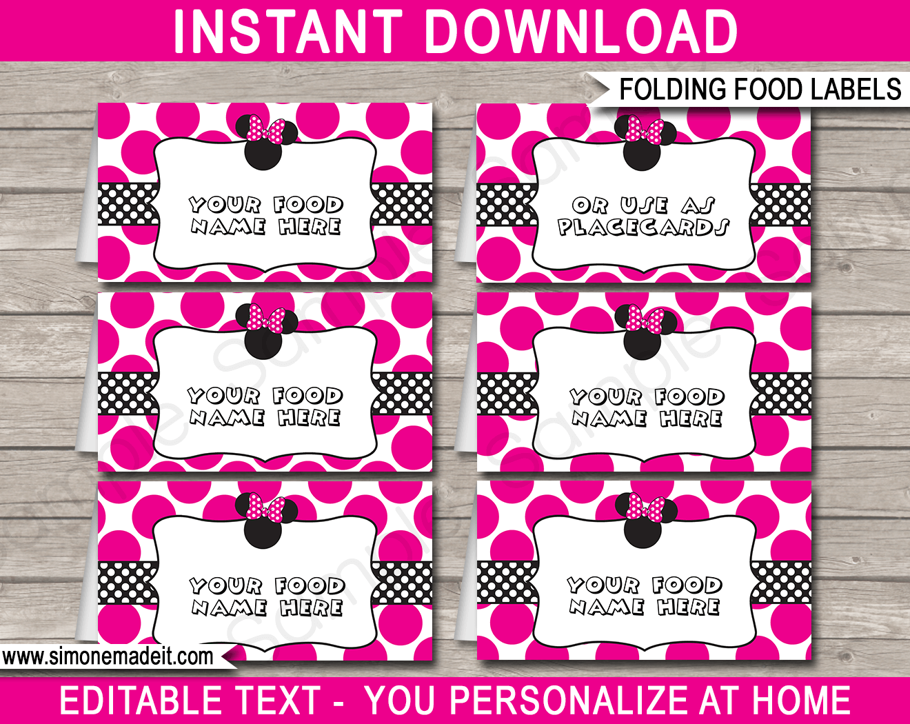 Template Free Printable Minnie Mouse Food Labels