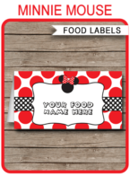 Minnie Mouse Party Food Labels template – red