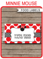 Minnie Mouse Party Food Labels template – red