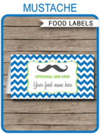 Mustache Party Food Labels template