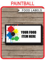 Paintball Party Food Labels template