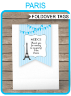 Blue Paris Theme Favor Tag Toppers Template | Paris Birthday Party | Thank You Tags | DIY Editable & Printable Template | Instant Download via simonemadeit.com