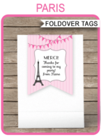 Paris Favor Tag Toppers Template | Paris Theme Birthday Party | Thank You Tags | DIY Editable & Printable Template | Instant Download via simonemadeit.com