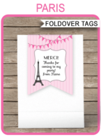 Paris Favor Tag Toppers Template | Paris Theme Birthday Party | Thank You Tags | DIY Editable & Printable Template | Instant Download via simonemadeit.com