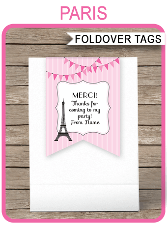 Paris Favor Tag Toppers Paris Theme Thank You Tags