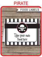 Pirate Food Labels template – red & black