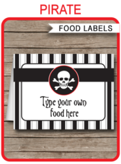 Printable Pirate Food Labels | Food Buffet Tags | Tent Cards | Place Cards | Pirate Theme Birthday Party Decorations | DIY Editable Template | Instant Download via simonemadeit.com