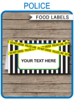 Police Party Food Labels template – police line do not cross
