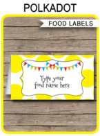 Polkadot Food Labels | Food Buffet Tags | Place Cards | Polkadot Theme Birthday Party | Editable & Printable DIY Template | Instant Download via SIMONEmadeit.com