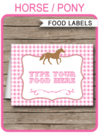 Horse Birthday Party Favor Tags  Pony Party Thank-You Favor Tags –  Sunshine Parties