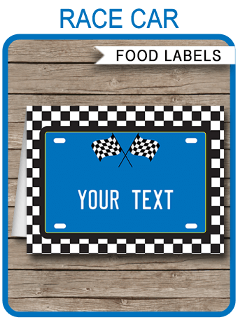 Race Car Theme Food Labels | Blue | Place Cards | Birthday ...