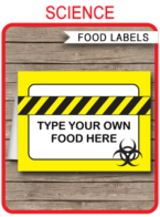 Science Party Food Labels template