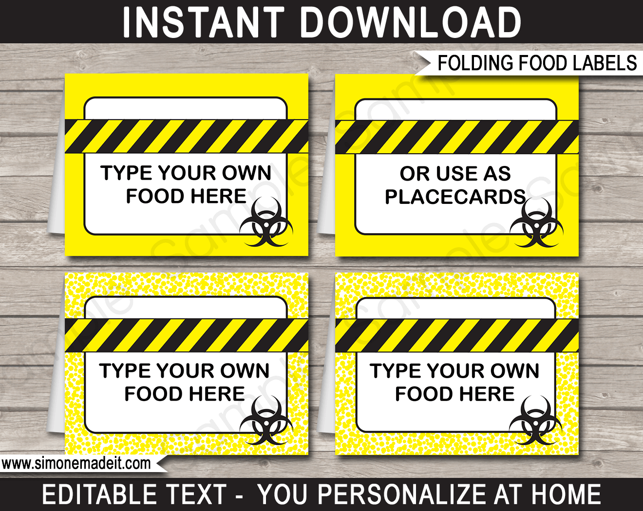 Radioactive Science Party Food Labels | Food Buffet Tags | Place Cards | Science Theme Birthday Party | Editable DIY Template | Instant Download via SIMONEmadeit.com
