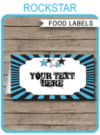 Boy Rock Star Party Food Labels | Food Buffet Tags | Place Cards | Rockstar Theme Birthday Party | Editable DIY Template | Instant Download via SIMONEmadeit.com