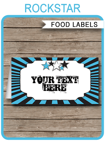 rockstar birthday food labels place cards rock star theme printable graduation invitations