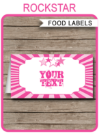 Rockstar Party Food Labels template – pink