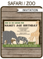 Safari or Zoo Party Invitations Template
