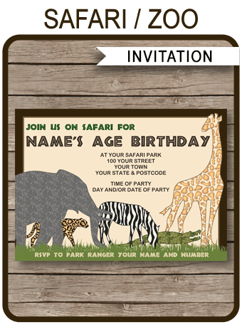 Zoo Party Invitations Template | Printable Animal Safari Birthday Invite Zoo Party Invitations Template | Printable Animal Safari Birthday Invite