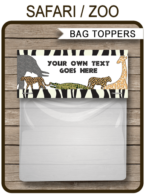 Safari Party Favor Bag Toppers | Zoo or Jungle or Safari Theme Birthday Party | Printable DIY Template | INSTANT DOWNLOAD via SIMONEmadeit.com