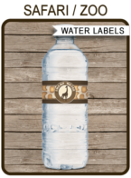 Safari Party Water Bottle Labels template