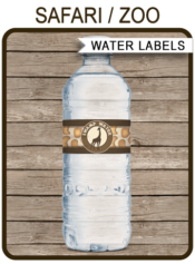 Safari Party Water Bottle Labels | Napkin Wraps | Treat Wraps | DIY Printable Template | INSTANT DOWNLOAD via simonemadeit.com