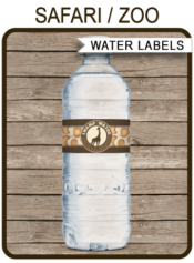 Safari Party Water Bottle Labels | Napkin Wraps | Treat Wraps | DIY Printable Template | INSTANT DOWNLOAD via simonemadeit.com