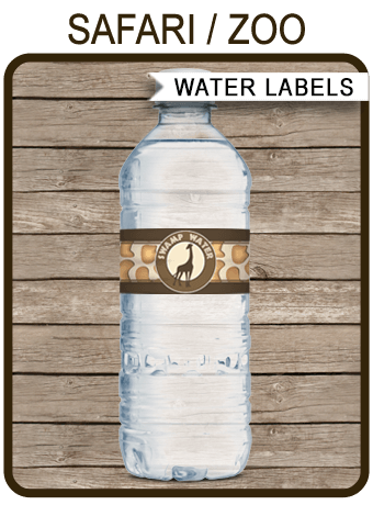 digital download Safari water labels Water bottle Labels with safari Safari labels Water bottle labels Safari party 1st birthday party