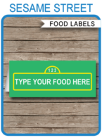 Sesame Street Party Food Labels | Food Buffet Tags | Place Cards | Sesame Street Theme Birthday Party | Editable DIY Template | Instant Download via SIMONEmadeit.com