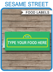 Sesame Street Party Food Labels | Food Buffet Tags | Place Cards | Sesame Street Theme Birthday Party | Editable DIY Template | Instant Download via SIMONEmadeit.com