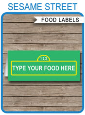 Sesame Street Party Food Labels | Food Buffet Tags | Place Cards | Sesame Street Theme Birthday Party | Editable DIY Template | Instant Download via SIMONEmadeit.com