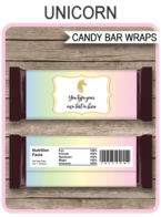 Unicorn Hershey Candy Bar Wrappers | Unicorn Theme Birthday Party Favors | DIY Editable & Printable Template | Instant Download via simonemadeit.com