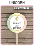 Unicorn Cupcake Toppers Template