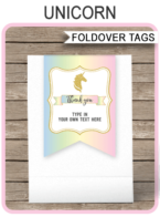 Unicorn Favor Tag Toppers template