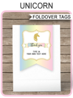 Unicorn Favor Tag Toppers template