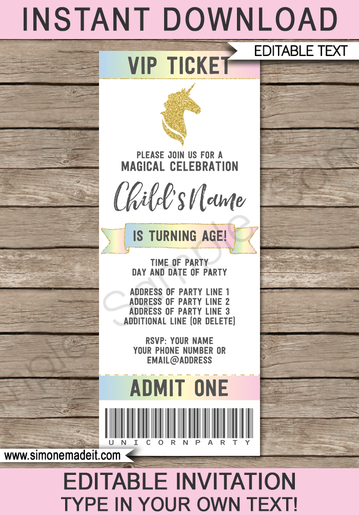 Soccer Ticket Invitations | Birthday Party | Template