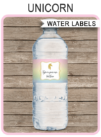 Unicorn Water Bottle Labels | Unicorn Theme Birthday Party Template | Napkin Wraps | Treat Wraps | DIY Editable & Printable Template | INSTANT DOWNLOAD via simonemadeit.com