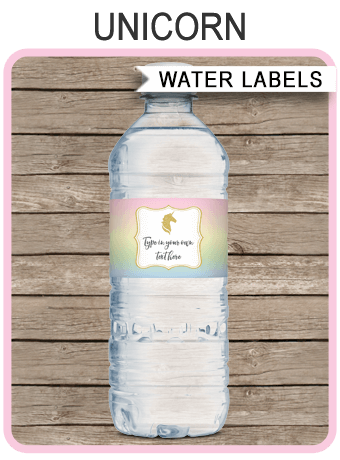 unicorn water bottle labels unicorn theme birthday party