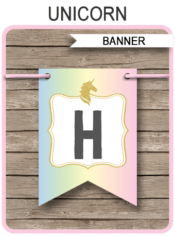 Unicorn Banner Template | Unicorn Theme Happy Birthday Pennant Banner | Custom Banner | DIY Editable & Printable Template | Instant Download via simonemadeit.com