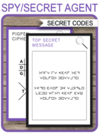 Spy Party Game – 8 Printable Secret Codes & Ciphers – purple