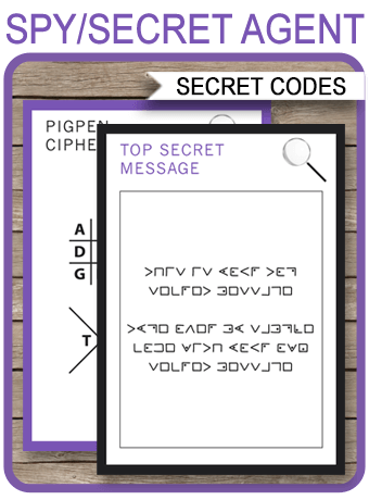 Spy Party Games - 8 Printable Secret Codes & Ciphers | Editable DIY Template | Secret Codes for kids | via SIMONEmadeit.com