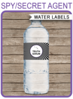 Spy Party Water Bottle Labels template – “Truth Serum” – purple