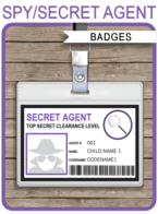 Spy or Secret Agent Badge template – purple