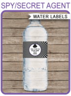 Spy Party Water Bottle Labels template – purple