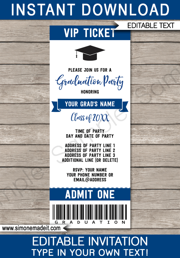 Graduation Concert Ticket Template Printable Gift Graduation Concert 