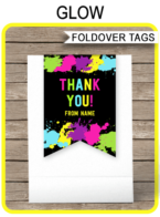 Neon Glow Party Favor Tag Toppers template