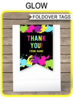 Neon Glow Party Favor Tag Toppers template