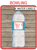 Printable Bowling Party Water Bottle Labels